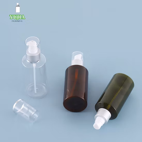 100 ミリリットル 120 ミリリットル 150 ミリリットルカスタムブルーラウンドプラスチックペット化粧品ローションシャンプーポンプミストボトル